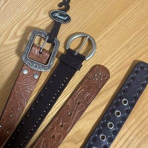 Two! Genuine Leather Fossil Belts